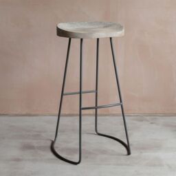 Graham and Green Tall Wood And Iron Stool - thumbnail 4