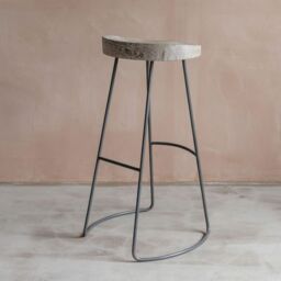 Graham and Green Tall Wood And Iron Stool - thumbnail 6