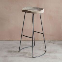 Graham and Green Tall Wood And Iron Stool - thumbnail 2