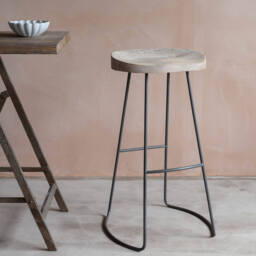 Graham and Green Tall Wood And Iron Stool - thumbnail 1