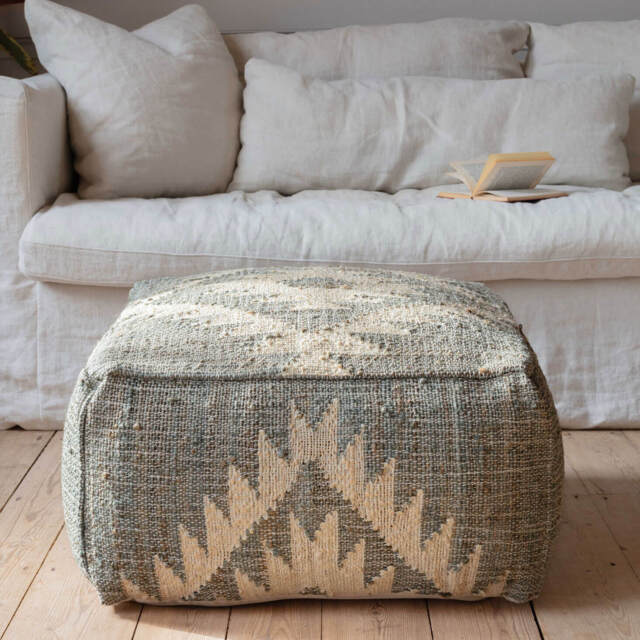 Graham and Green Haley Jute Kilim Pouffe - image 1