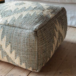 Graham and Green Haley Jute Kilim Pouffe - thumbnail 2