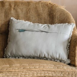 Graham and Green Eggshell Curly Sheepskin Rectangular Cushion - thumbnail 2
