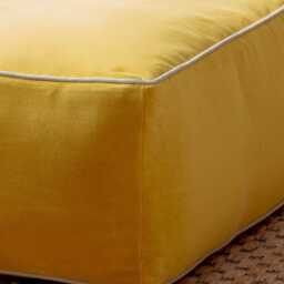 Graham and Green Mustard Velvet Pouffe - thumbnail 2