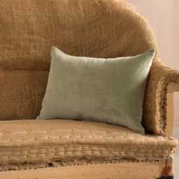 Graham and Green Olive Velvet & Linen Backed Rectangular Cushion - thumbnail 5