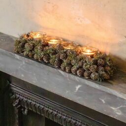 Graham and Green Long Frosted Pinecone Candle Holder - thumbnail 1