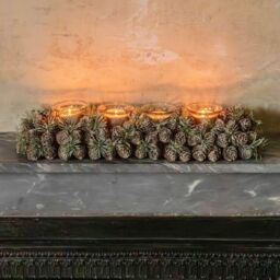 Graham and Green Long Frosted Pinecone Candle Holder - thumbnail 2