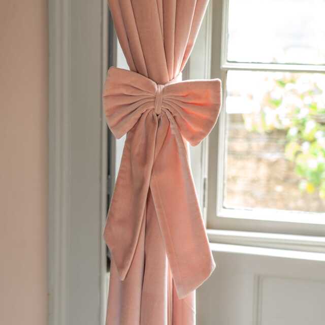 Graham and Green Set of Two Rose Velvet Bow Curtain Tie Backs - image 1