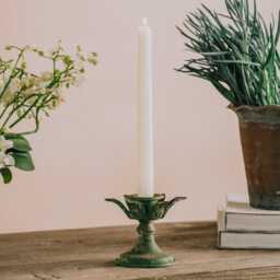 Graham and Green Green Iron Leaf Small Candle Holder