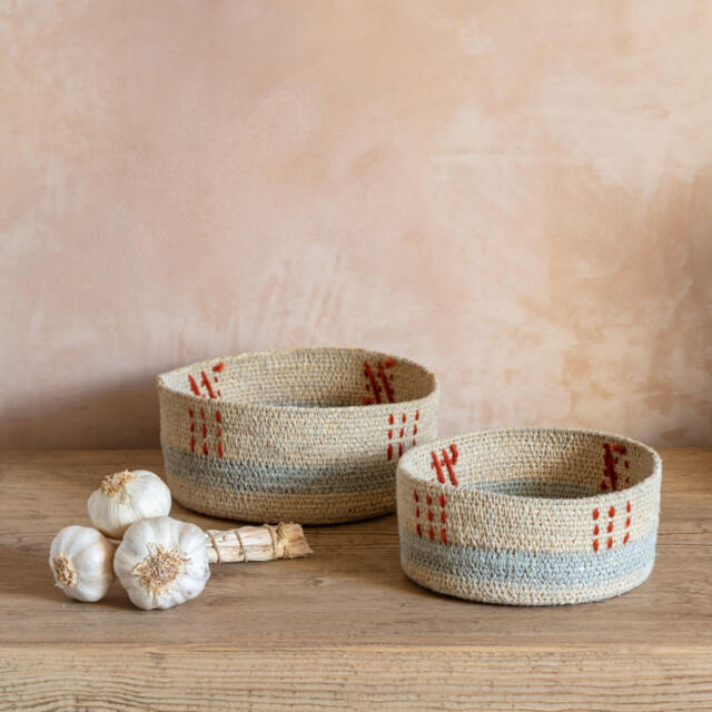 Graham and Green Set of Two Threaded Seagrass Basket - image 1
