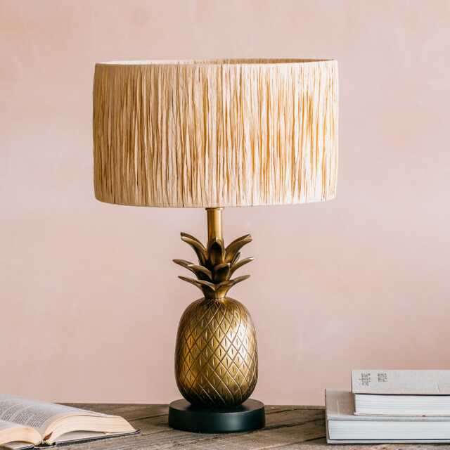 Graham and Green Antique Brass Pineapple Round Base Table Lamp - image 1