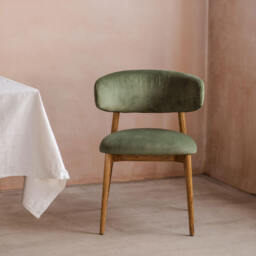 Graham and Green Beaufort Moss Green Velvet Dining Chair - thumbnail 2