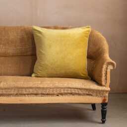 Graham and Green Mustard Velvet with Linen Piping Large Square Cushion - thumbnail 5