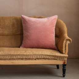 Graham and Green Mustard Velvet with Linen Piping Large Square Cushion - thumbnail 6