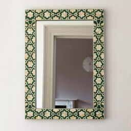 Graham and Green Large Jade Green Floral Bone Inlay Mirror - thumbnail 3