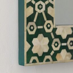 Graham and Green Large Jade Green Floral Bone Inlay Mirror - thumbnail 4