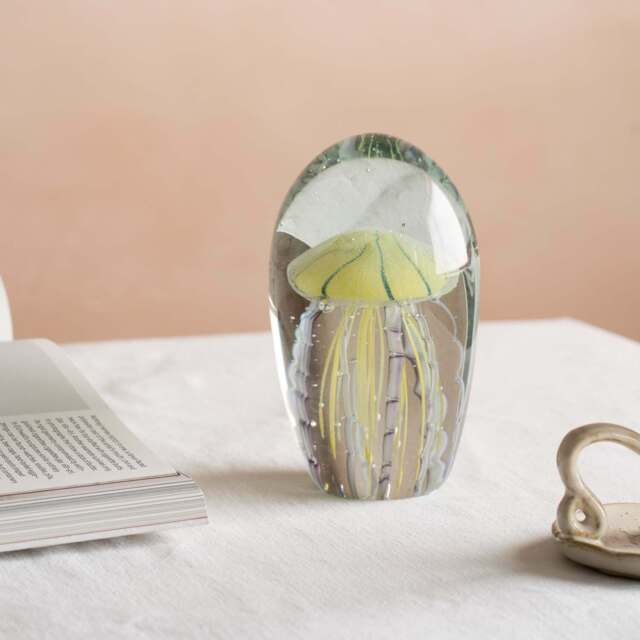 Graham and Green Oval Glass Tiger Jellyfish Paperweight - image 1