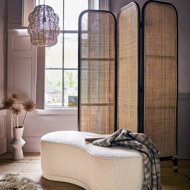 Graham and Green Black and Natural Rattan Screen - image 1