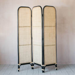 Graham and Green Black and Natural Rattan Screen - thumbnail 3