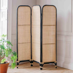 Graham and Green Black and Natural Rattan Screen - thumbnail 2
