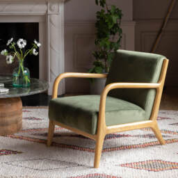 Graham and Green Ashton Moss Green Velvet Armchair