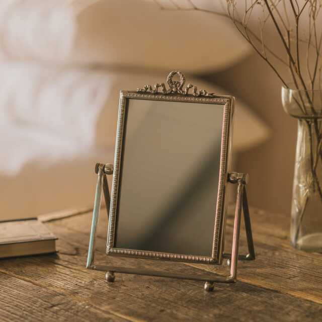 Graham and Green Bow Antiqued Silver Table Mirror - image 1