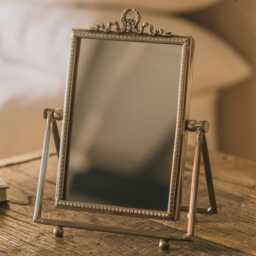 Graham and Green Bow Antiqued Silver Table Mirror - thumbnail 2