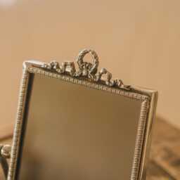 Graham and Green Bow Antiqued Silver Table Mirror - thumbnail 3