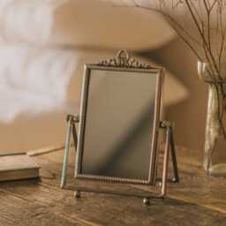 Graham and Green Bow Antiqued Silver Table Mirror - thumbnail 1