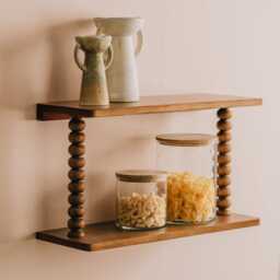 Graham and Green Bobbin Narrow Double Wall Shelf