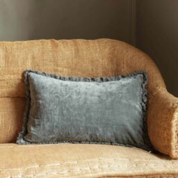 Graham and Green Rectangular Dark Grey Stonewashed Velvet Cushion - thumbnail 3