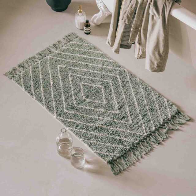 Graham and Green Sage & Natural Geometric Bath Mat - image 1