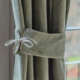 Graham and Green Set of Two Pale Sage Velvet Curtain Tie Backs