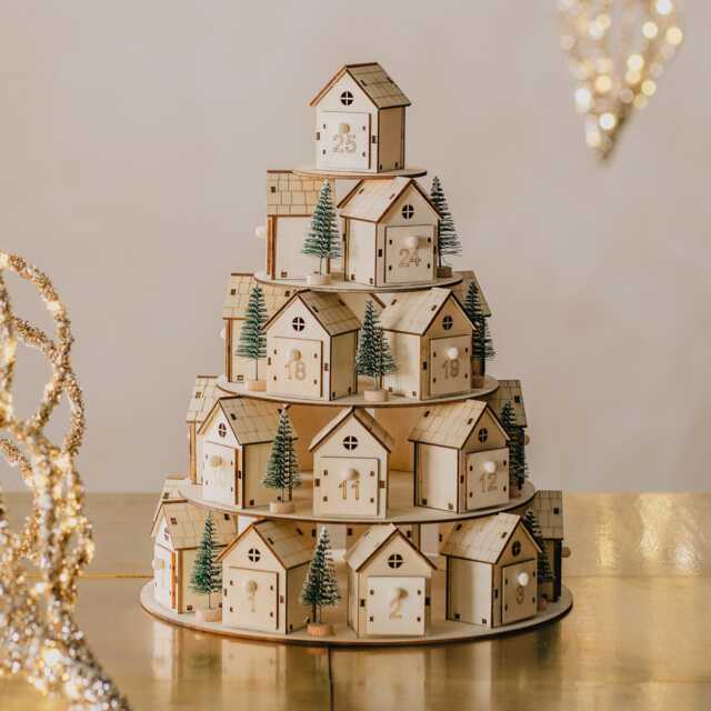 Graham and Green Tiered Village Advent Calendar - image 1
