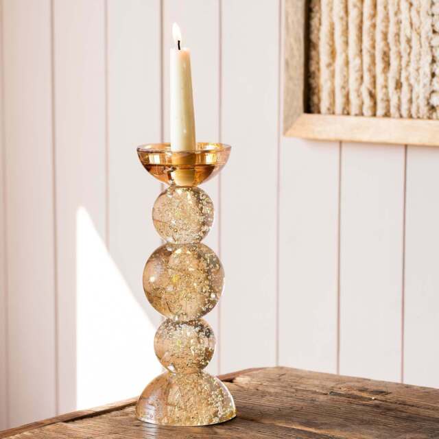 Graham and Green Amber Tall Bubble Glass Candle Holder - image 1