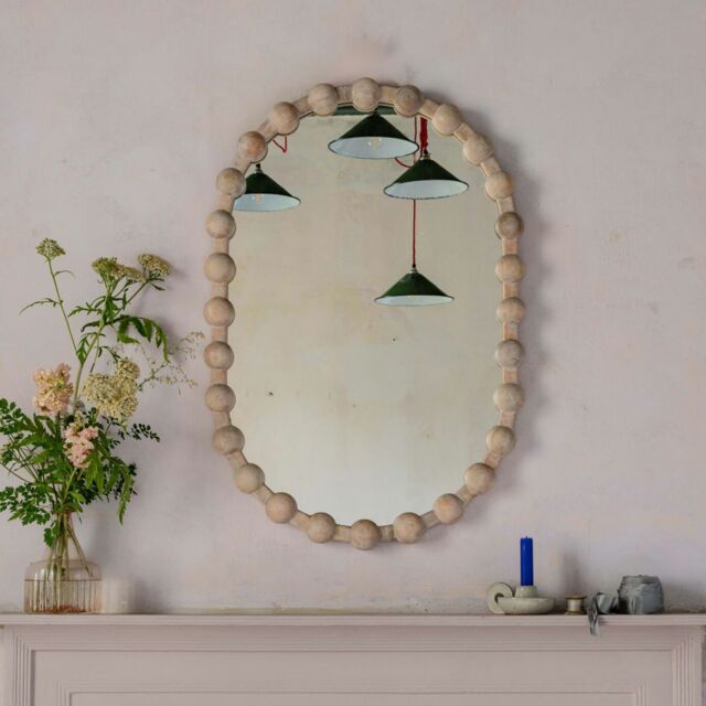 Graham and Green Brooklyn Natural Wooden Oval Mirror - image 1