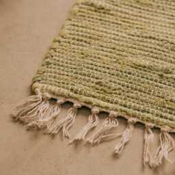 Graham and Green Green Rag Rug Floor Runner 60 x 120cm - thumbnail 3