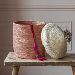 Graham and Green Terracotta Woven Basket with Lid - thumbnail 2