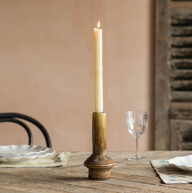 Graham and Green Felix Large Olive Ceramic Candle Holder - image 1