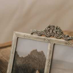 Graham and Green Bow Antique Silver Twin Photo Frame - thumbnail 2