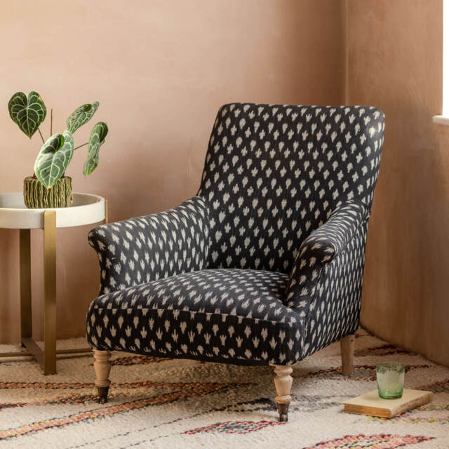 Graham and Green Avree Black Ikat Armchair - image 1