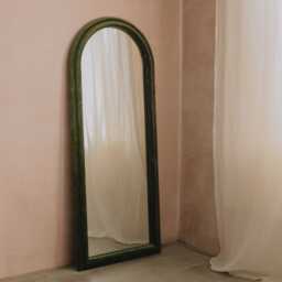 Graham and Green Olive Velvet Tall Arched Wall Mirror - thumbnail 6