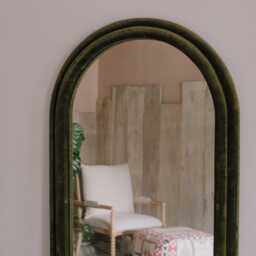Graham and Green Olive Velvet Tall Arched Wall Mirror - thumbnail 5