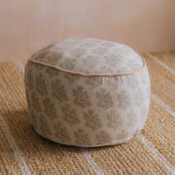 Graham and Green Blossom Hand-Block Printed Round Pouffe - thumbnail 2