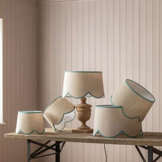 "Graham and Green 14"" Turquoise Scallop Lamp Shade" - image 1