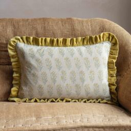 Graham and Green Amelia Floral Block Printed Rectangular Cushion Large - thumbnail 4