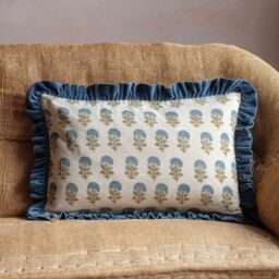 Graham and Green Amelia Floral Block Printed Rectangular Cushion Large - thumbnail 3