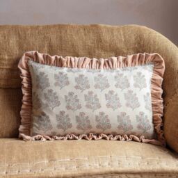 Graham and Green Amelia Floral Block Printed Rectangular Cushion Large - thumbnail 2