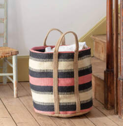 Graham and Green Navy and Pink Jute Storage Basket - thumbnail 2