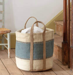 Graham and Green Navy and Pink Jute Storage Basket - thumbnail 3